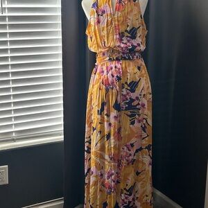 New York & Company Floral Maxi Dress - Yellow and Purple